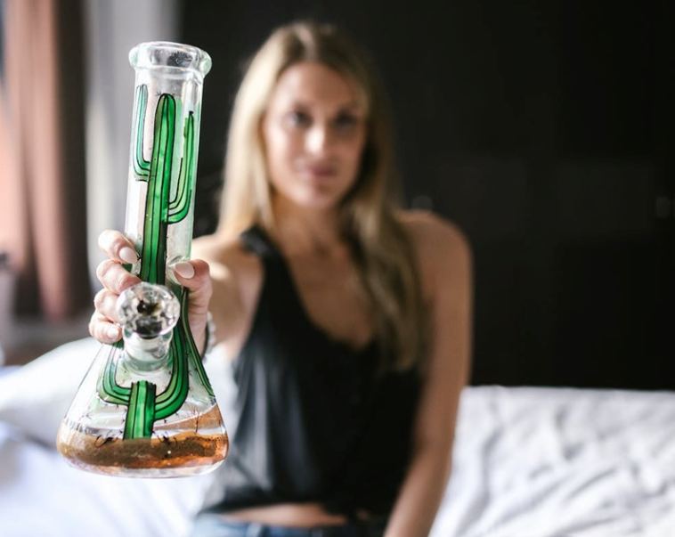 woman smoking bong